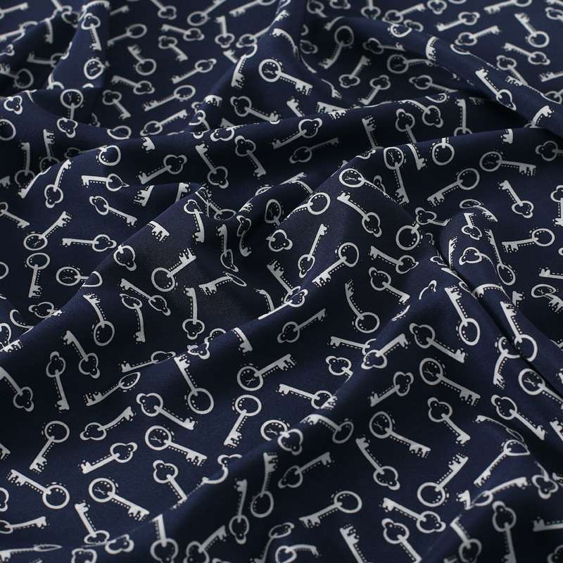 Blue Keys Print Cotton Fabric